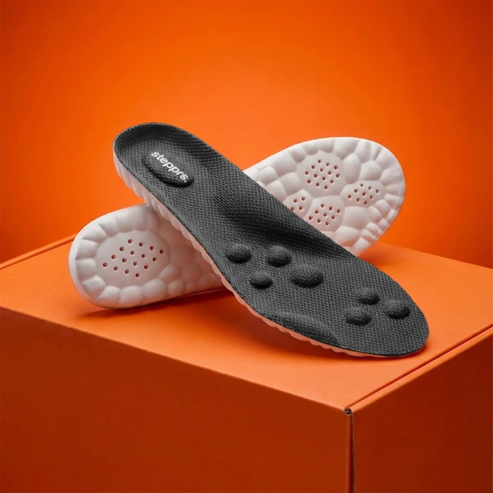 Stepprs Massage Insoles Black White Arch Support Men 12 Women 13 Instant Relief